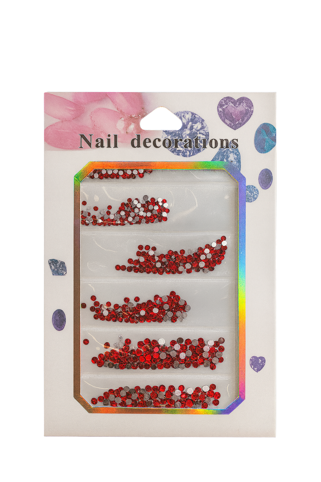 زينة الأظافر بالأحجار الحمراء Red Nail Rhinestones